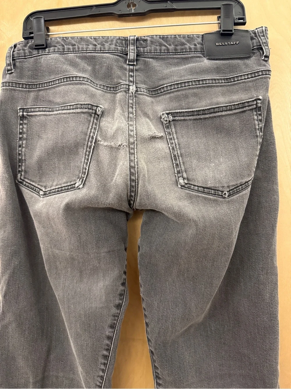 Belstaff Moto-Style Distressed Straight Leg Jeans – Gray (Size 30/33)